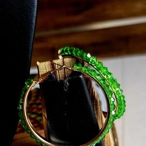 India Boutique Vibrant Green Crystal Hoop Earrings